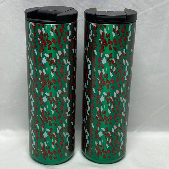 Starbucks 2019 Holiday Confetti Insulated 16oz Tumbler Set Of 2 Stainless Steel - Picture 6 of 12